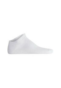 White ankle sock made of cotton blend, featuring a ribbed cuff, low cut design, and smooth texture with no visible logos or patterns.