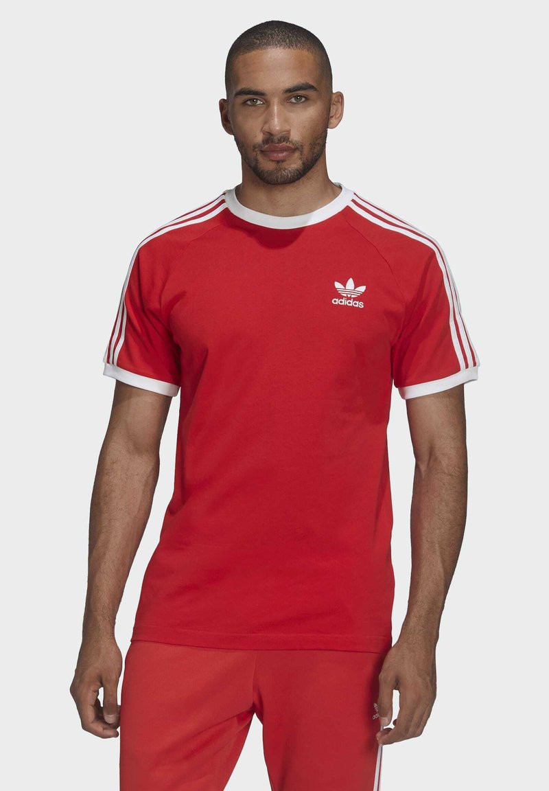 adidas Originals STRIPES TEE UNISEX - Marškinėliai su spaudiniu - red