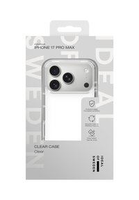Gjennomsiktig deksel for iPhone 17 Pro Max, med gjennomsiktig materiale, slank rektangulær form, beskyttende design, og kompatibelt med trådløs lading.