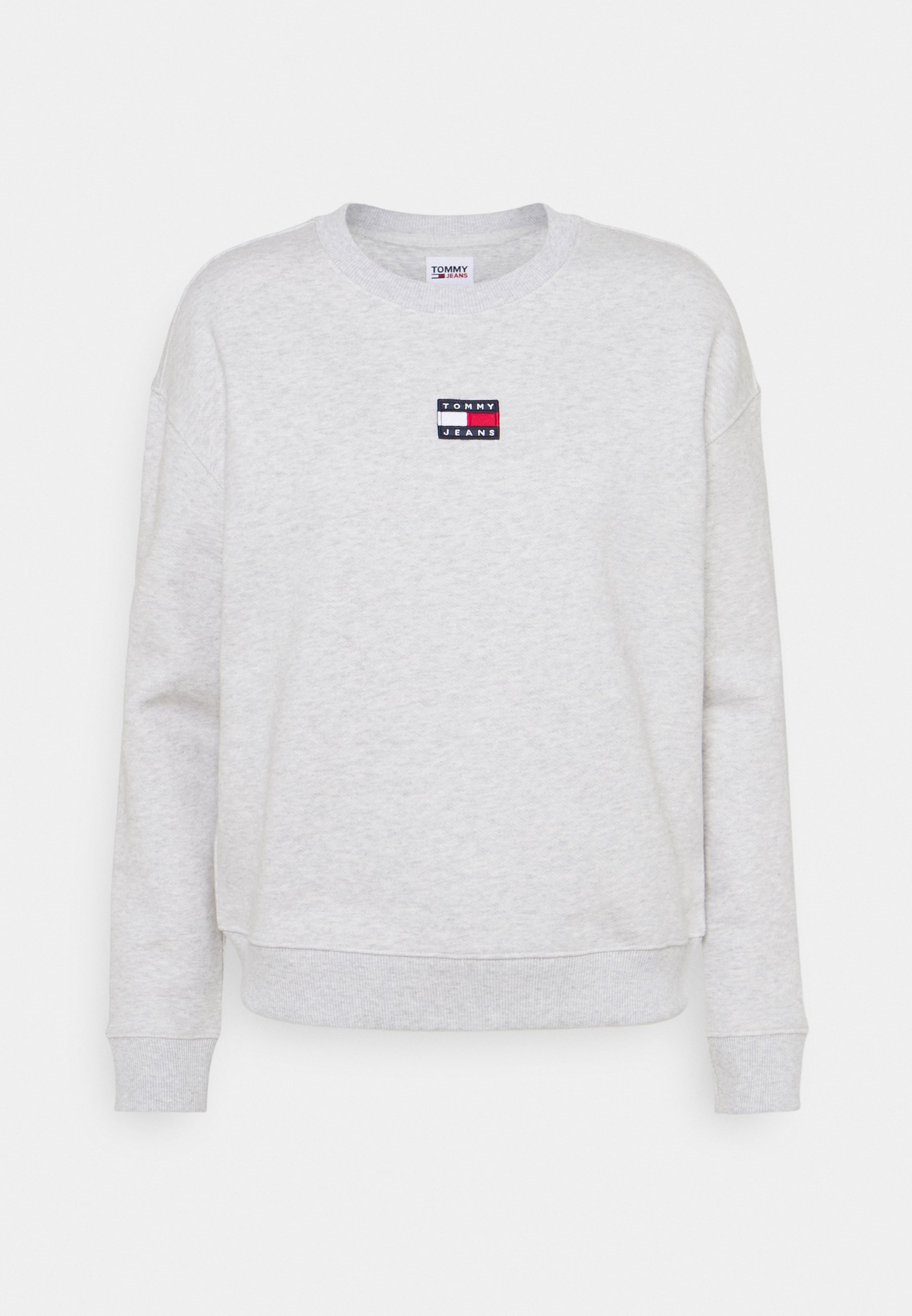 Tommy Jeans CENTER BADGE CREW - Sportinis megztinis - silver grey  heather/pilka - Zalando.lt