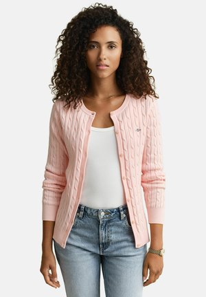 STRETCH CABLE - Strickjacke - apricot pink