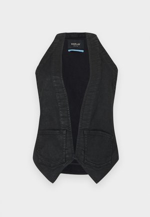 Replay COATED VEST - Waistcoat - black