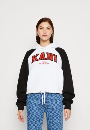 SERIF CROP RAGLAN HOODIE - Sweatshirt - white