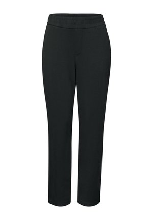 Pantalon noir droit avec taille élastique, sans poches visibles ni ornements, présenté sur un fond blanc.