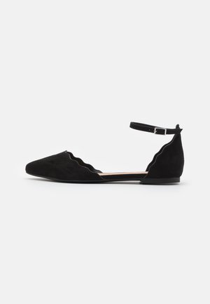 Ankle strap ballet pumps - black