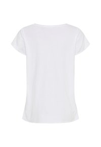 Hvid bomulds t-shirt med rund halsudskæring og korte kapærmer. Designet har en afslappet pasform og en glat tekstur.