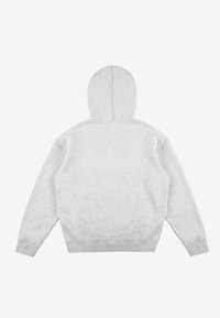 Szara bluza z kapturem o miękkiej fakturze, z kieszenią kangurzą i ściągaczami na rękawach. Posiada prosty, nieozdobiony wzór na plecach.