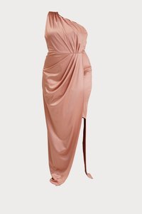 MINAH ONE SHOULDER MAXI DRESS - Jerseykjole - blush pink