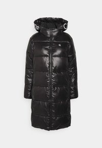 Calvin Klein Jeans SHINY LONG FITTED JACKET - Talvejope - ck black/bright white