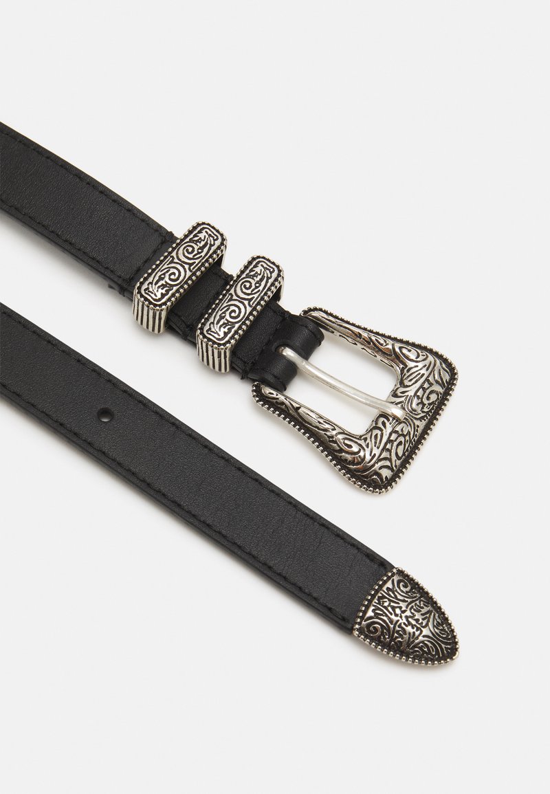 The Kooples Black Belt with Silver Detailing The Kooples Black Leather Belt With Silver Buckle Detailing  main image 2
