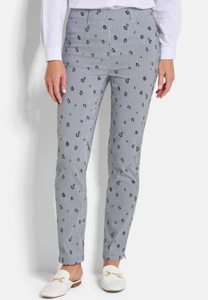 DRUCK MIT STREIFEN UND BLÜTEN-MUSTER - Broek - white blue patterned