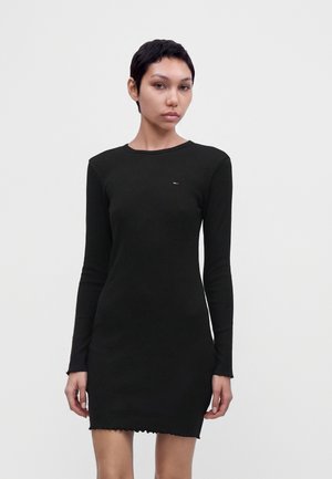 Tommy Jeans, RUFFLE LONG SLEEVE MINI DRESS - Коктейлна рокля/парти рокля - black