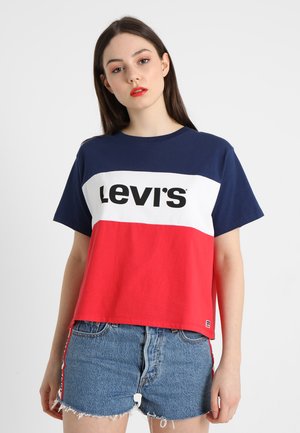 COLORBLOCK TEE - T-shirt con stampa - peacoat/white/chinese red