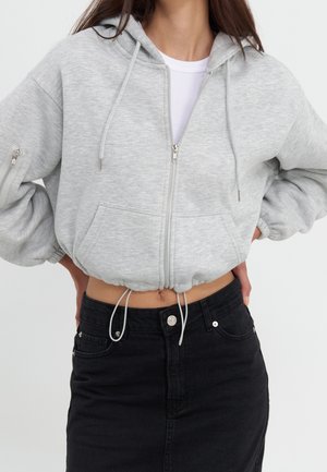 Tröja med dragkedja - mottled light grey