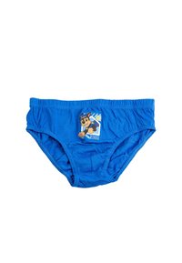Mutande in cotone blu con una fascia elastica presenta un grafico di un cane cartone animato e il testo "CHASE" sulla parte frontale.