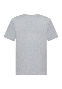 Gray cotton t-shirt with a classic crew neck, short sleeves, and a soft, smooth texture. No visible logos or patterns on the back.
