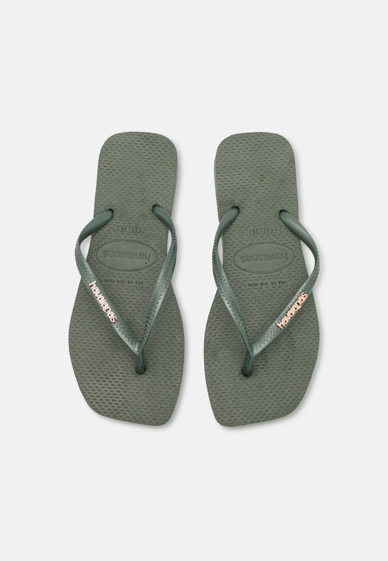 Havaianas - SQUARE LOGO METALLIC - Bade-Zehentrenner - olive green, Vergrößern