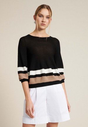 Stickad tröja - nero/beige/panna