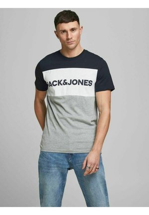 JJELOGO BLOCKING TEE - T-shirt print - navy blazer