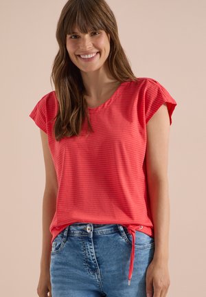 Cecil, DROP-SHOULDER SHIRT WITH CUT-OUT-DETAIL - T-shirt imprimé - coral