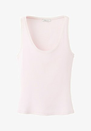 Light pink ribbed sleeveless tank top with scoop neckline, labeled "MNG Selection" inside the collar.
