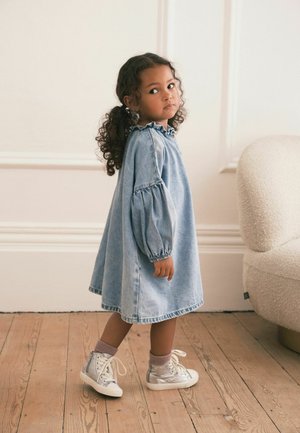 RUFFLE COLLAR - Spijkerjurk - blue denim