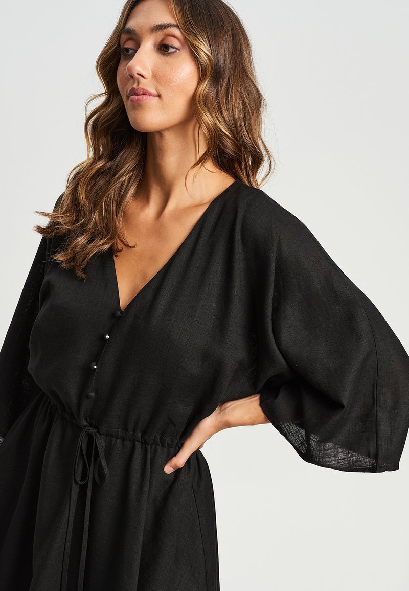 rachel roy black dress RACHEL RACHEL ROY Women's Veronica Rhinestone Embellished Trim Mini Sheath Dress Black / L main image 0