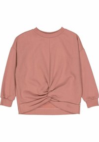 Felpa rosa a maniche lunghe realizzata in tessuto misto cotone. Presenta un dettaglio torcigliato all'orlo e polsini e scollatura a costine.