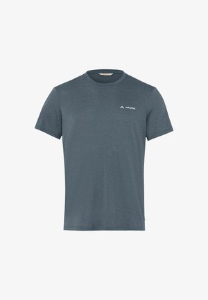 T-shirt pour homme à manches courtes bleu marine en tissu doux. Doté d'un col rond et d'un petit logo blanc sur la poitrine gauche.