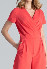 Figl JUMPSUIT WITH WIDE LEGS 7/8 - Jumpsuit - coral