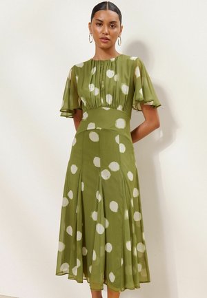 Lipsy, REGULAR FIT - SHORT FLUTTER SLEEVE MIDI DRESS . - Denné šaty - olive green