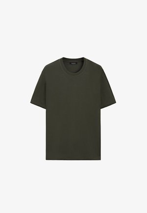 Massimo Dutti, CONTRAST NECK SHORT SLEEVE T-SHIRT - T-shirt basique - khaki