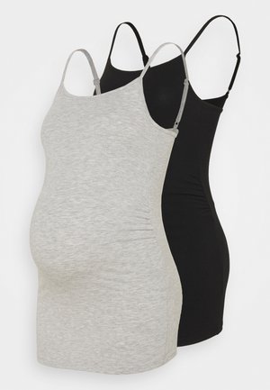 OLMLOVELY LIFE SINGLET MATERNITY 2 PACK - Top - black/light grey melange