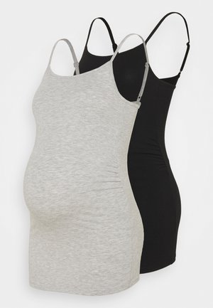 OLMLOVELY LIFE SINGLET MATERNITY 2 PACK  - Top - black/light grey melange