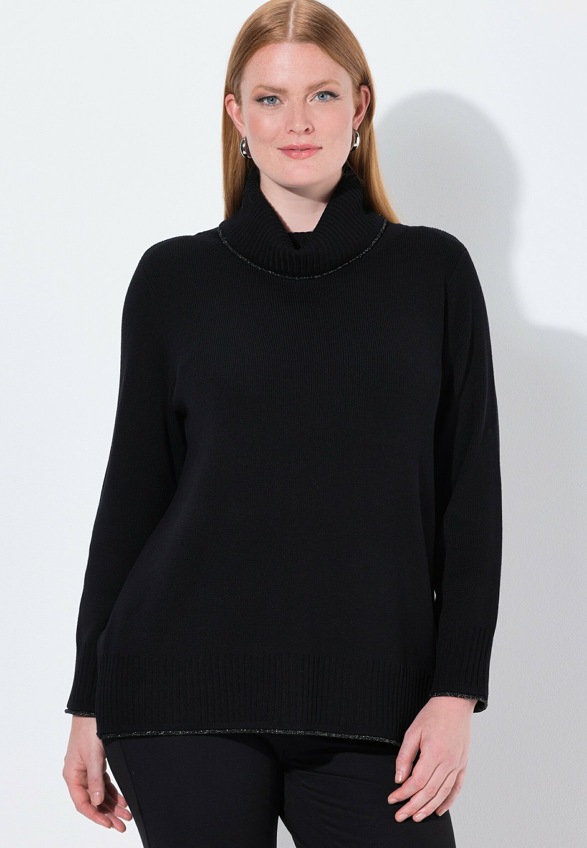 Ulla Popken GLITZER-ROLLKANTE ROLLKRAGEN LANGARM Strickpullover
