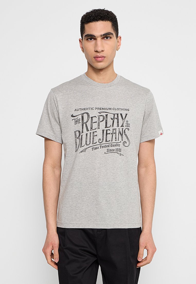 Replay T-shirt print grijs