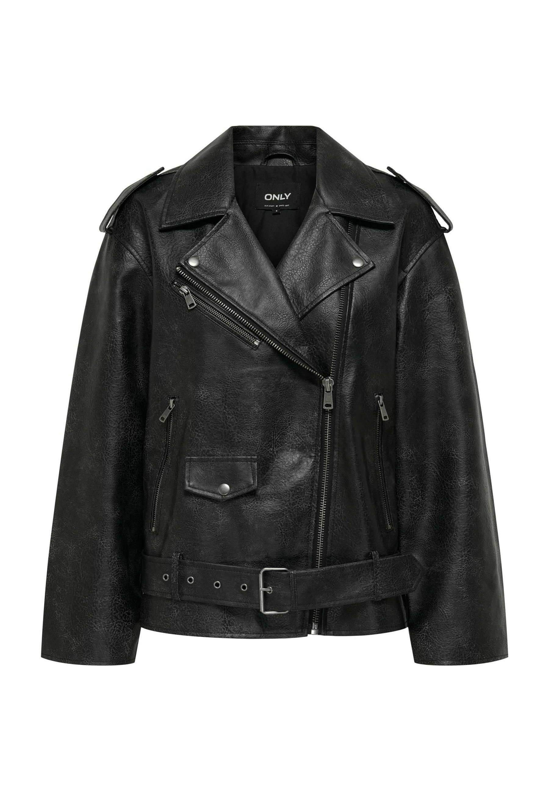 ONLY Biker ONLWAVES Biker - Faux leather jacket - black - Zalando