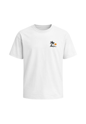 Neverless, HERREN T-SHIRT - DESIGN PALME LOGO - OVERSIZED RELAXED FIT - Print T-shirt - weiß