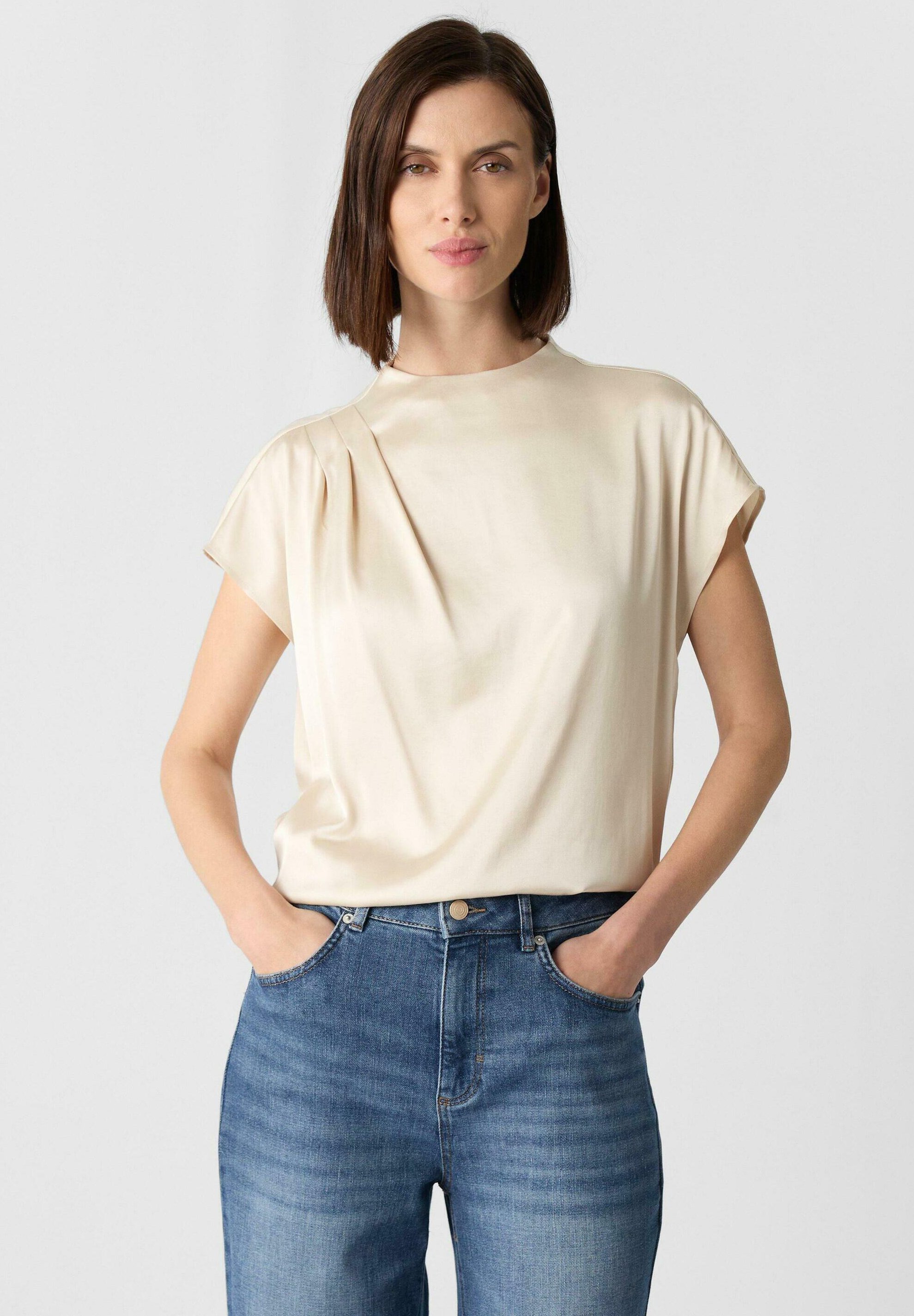 Comma Damen Bluse Mit V-Ausschnitt & Bindeband - Lockere Passform Für Lässigen Chic