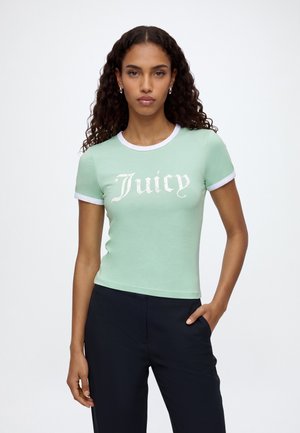 Juicy Couture, JUICY CONTRAST RINGER - T-shirt imprimé - greyed jade