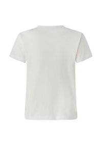 Camiseta blanca de manga corta con cuello redondo, textura suave y corte clásico. Sin patrones visibles ni detalles de hardware.