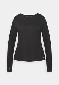 Svart långärmad tröja i mjukt material, med rundad halsringning och slim fit. Inkluderar åtstramade ärmslut med en liten logodetalj.