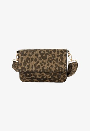 WITH LEOPARD PRINT - Across body bag - mottled light brown/ mottled dark brown