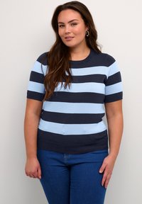 Kaffe Curve - MAJI SHORT SLEEVES  - T-shirt med print - navy windsurfer bold stripe Miniatyrbild 1