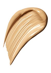 Cremige Foundation in einem sanften, hellbeigen Farbton, mit Streifen und einem glänzenden Finish auf einem weißen Hintergrund.