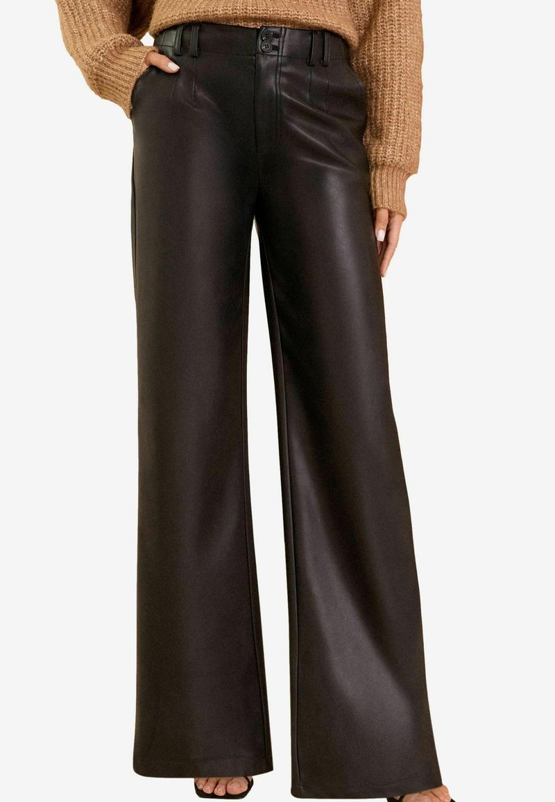Love & Roses WIDE LEG  PETITE - Auduma bikses - black