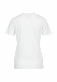 Witte korte mouwen t-shirt met een ronde halslijn en een gladde textuur, zonder patronen of graphics op de achterkant.