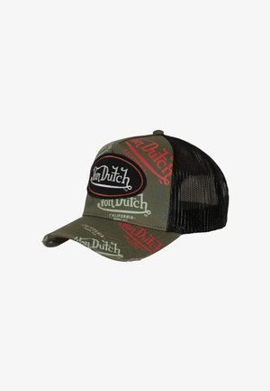 Von Dutch, CASQUETTE TRUCKER EFFET USÉ AVEC PATCH ET PRINT CAFÉ - Gorra - kaki