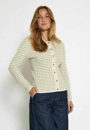 HENRIETTE - Cardigan - s oil green stripe