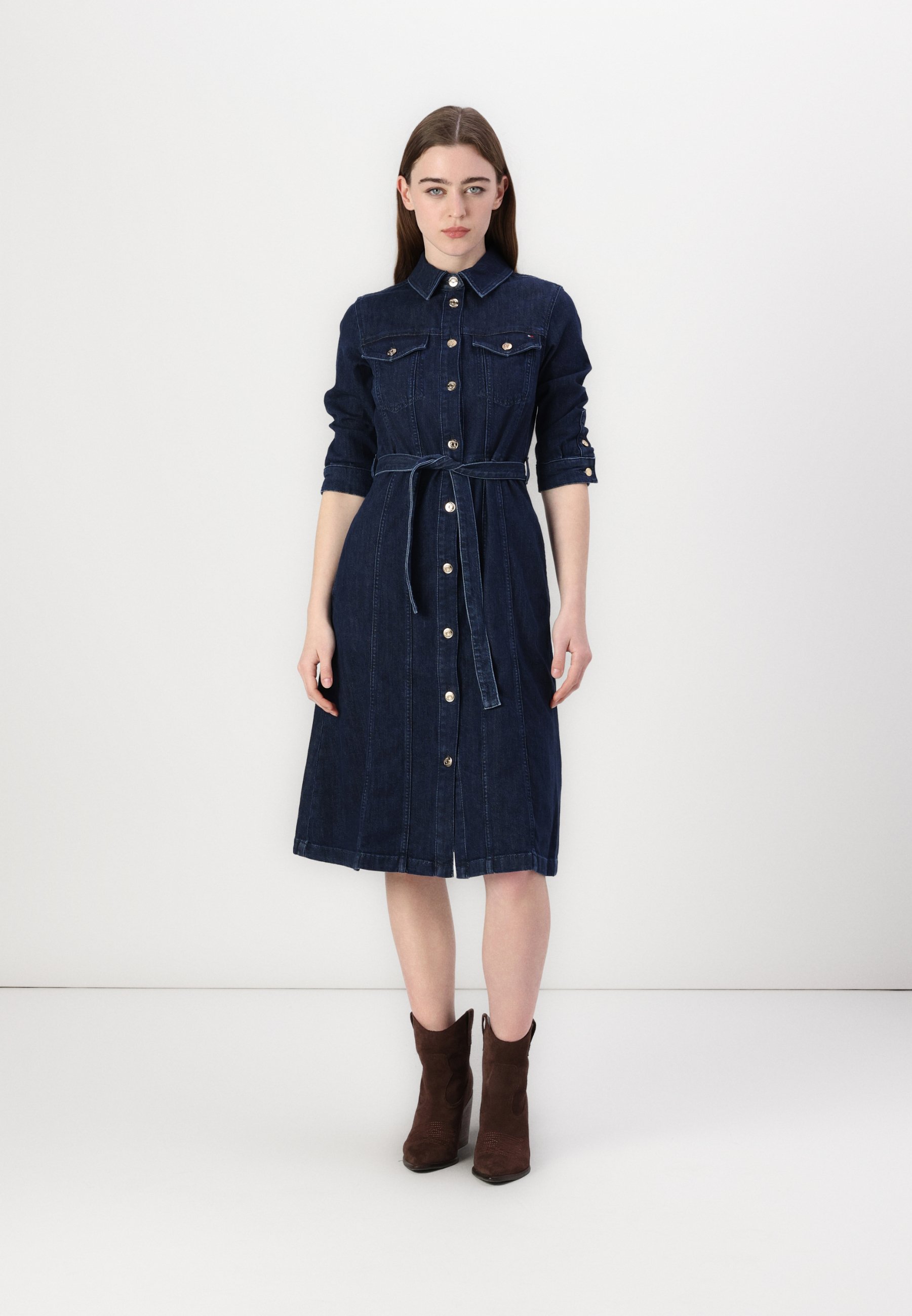 Tommy Hilfiger BELTED DRESS - Denim dress - dark blue denim/dark-blue denim  - Zalando.ie
